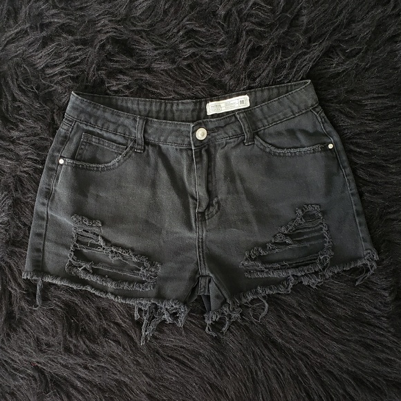 Papaya Pants - Papaya High Rise Kylie Shorts Black M Distressed